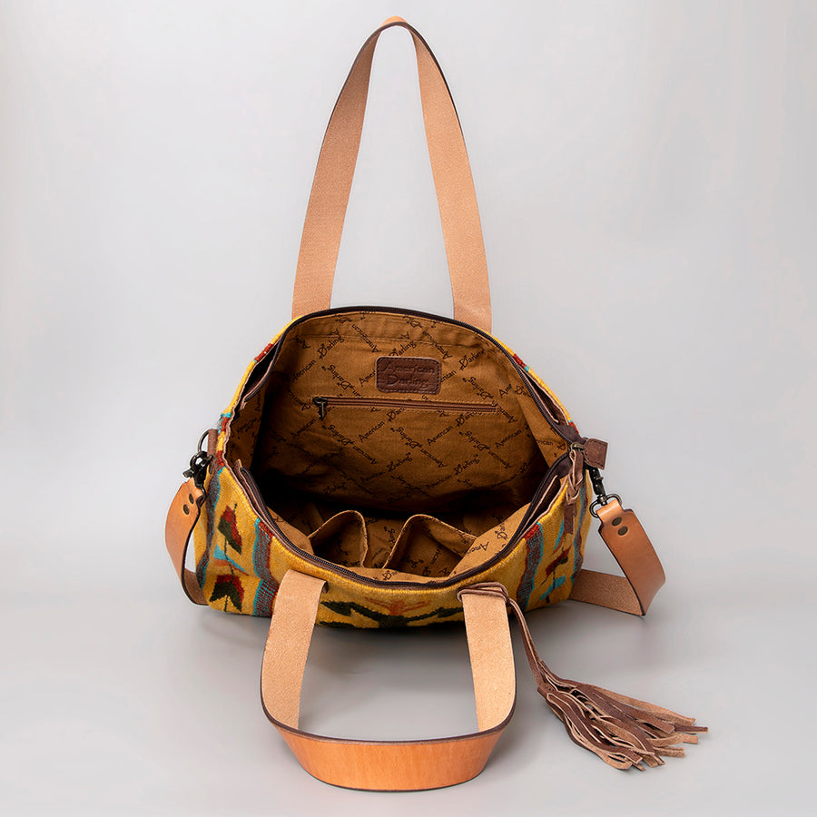 American Darling Tote Bag Hand Woven Saddle Blanket Genuine Leather Western Purse Large Shoulder Bag with YKK Zipper