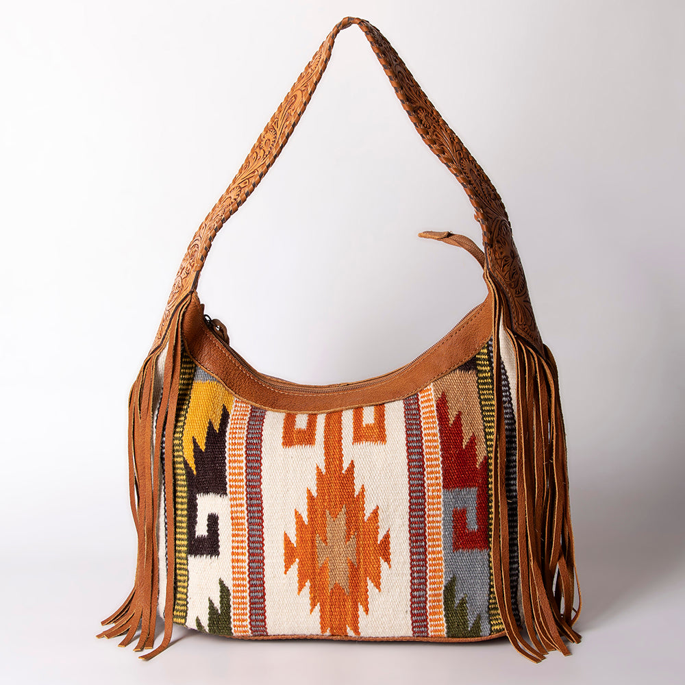 American Darling Hobo Hair-On Saddle Blanket Fabric Genuine Leather Western Women Bag | Handbag Purse Bags for Wallet Cute