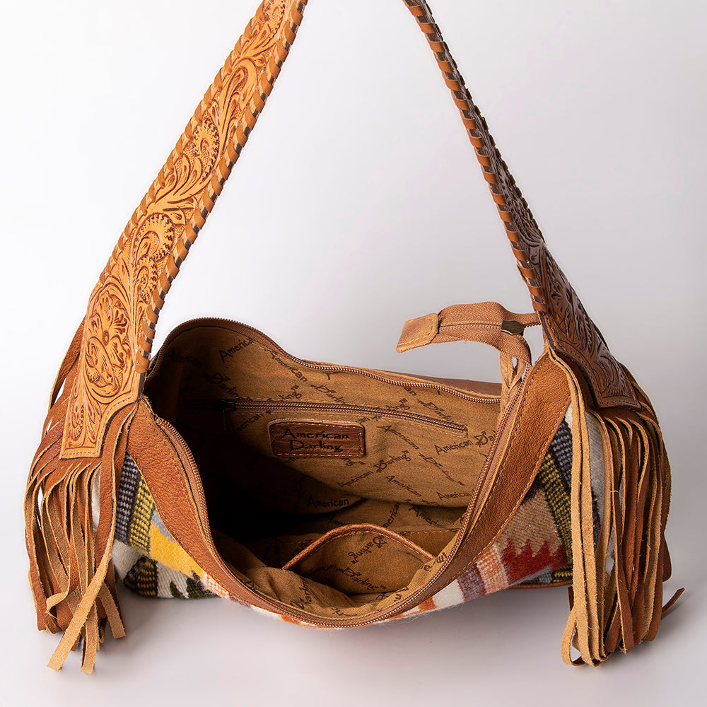 American Darling Hobo Hair-On Saddle Blanket Fabric Genuine Leather Western Women Bag | Handbag Purse Bags for Wallet Cute