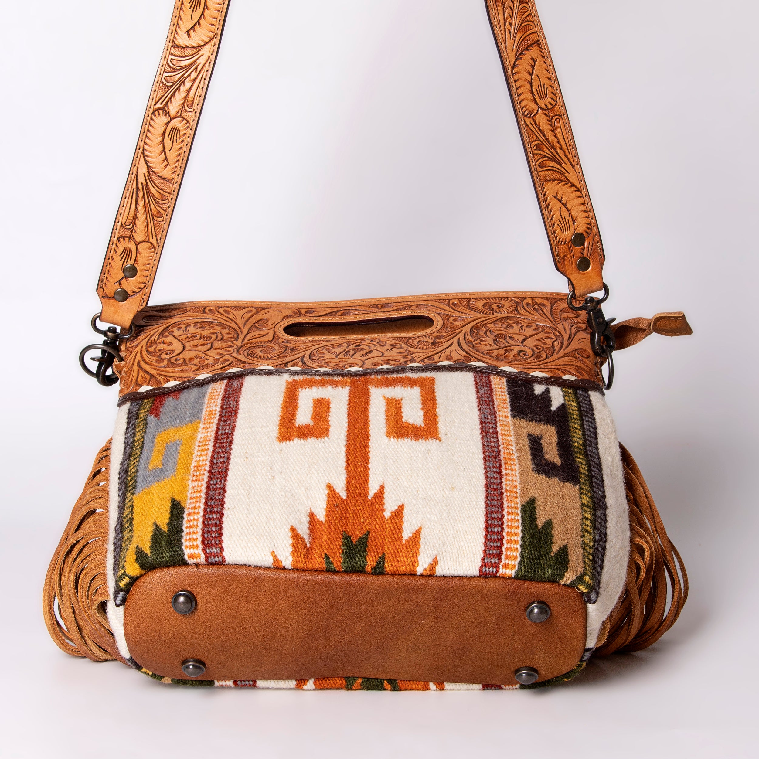 American Darling Clutch Hand Tooled Saddle Blanket Fabric Genuine Leather Western Women Bag Handbag Purse | Purses for Cute