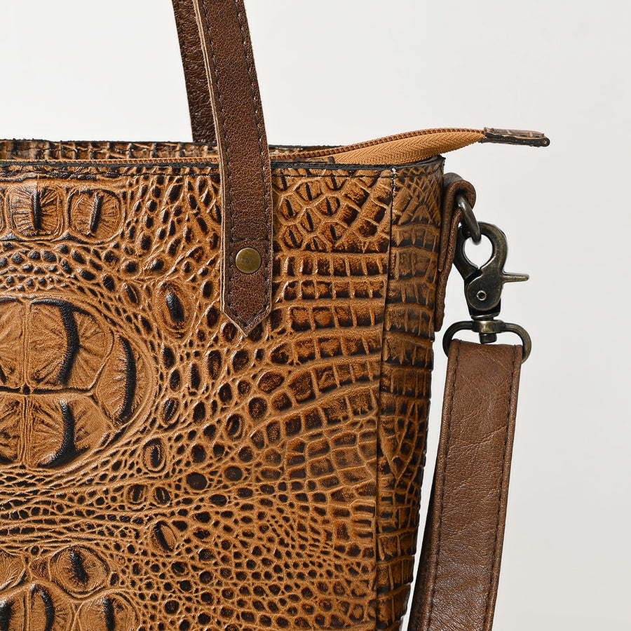 American Darling Tote Bag Crocodile Embossed Genuine Leather Western Handbag for Women Handcrafted Shoulder Bag