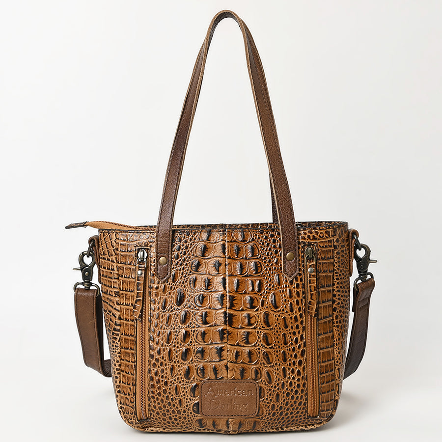 American Darling Tote Bag Crocodile Embossed Genuine Leather Western Handbag for Women Handcrafted Shoulder Bag