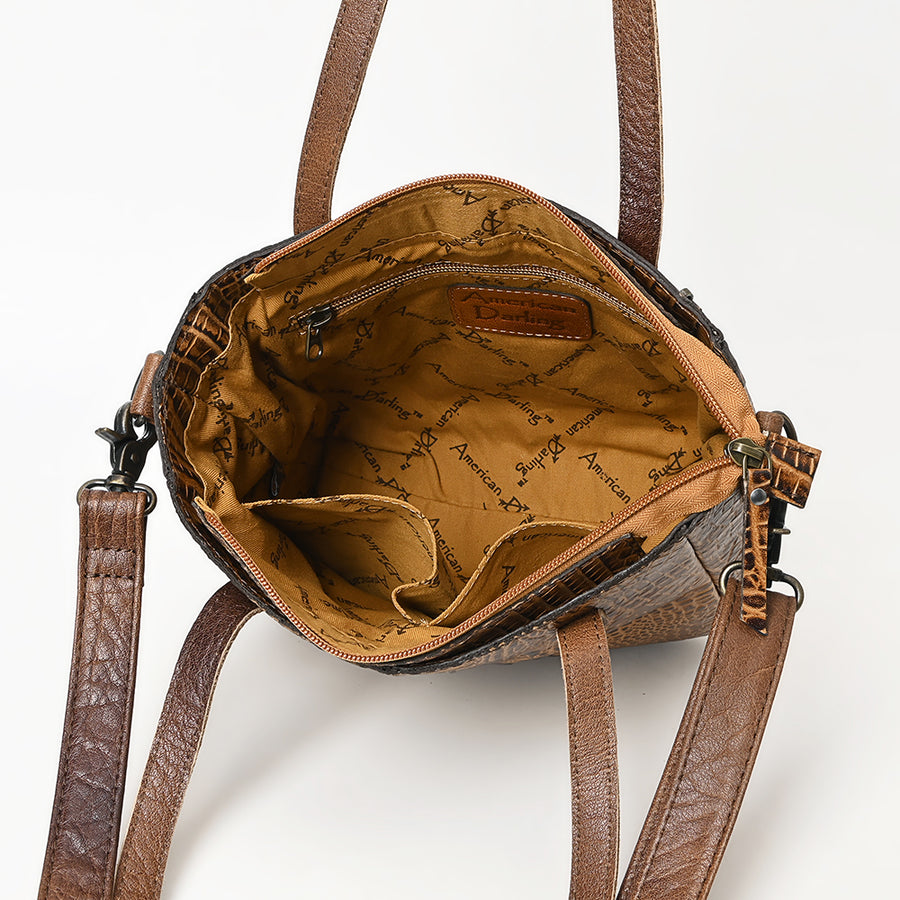 American Darling Tote Bag Crocodile Embossed Genuine Leather Western Handbag for Women Handcrafted Shoulder Bag
