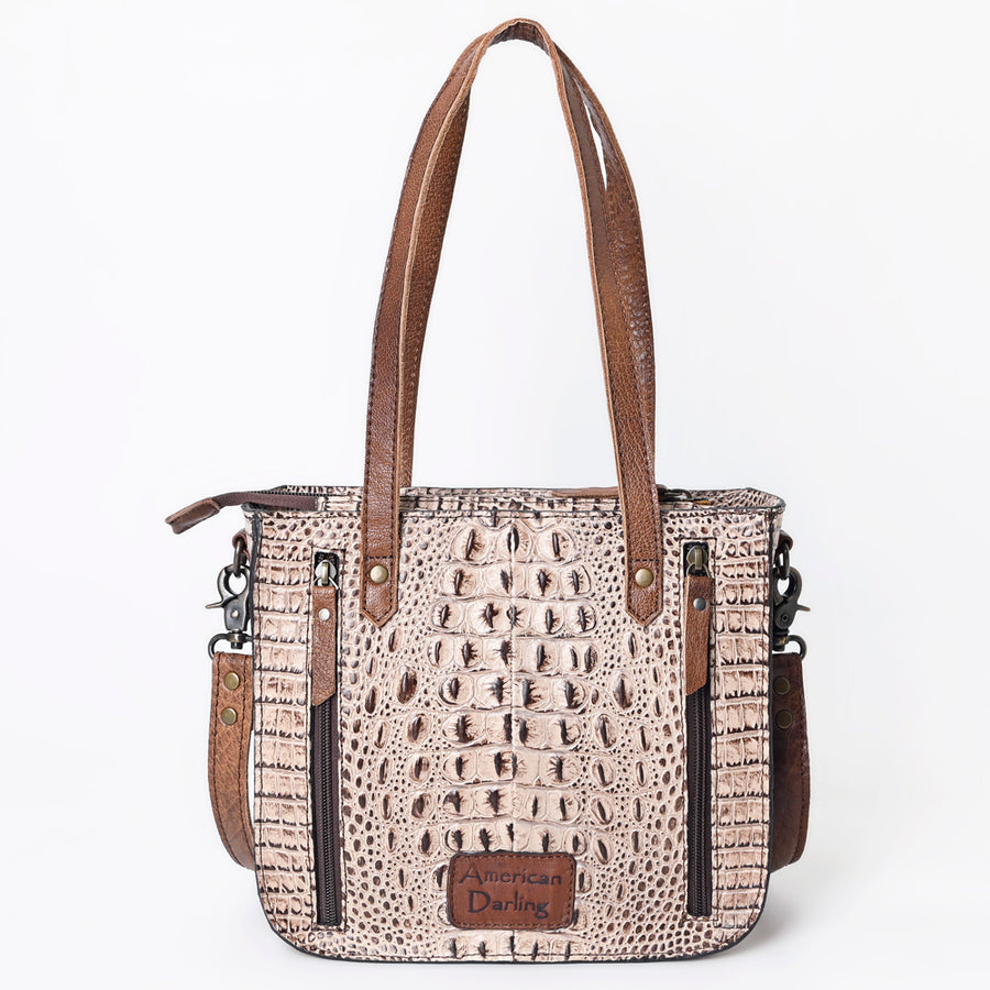 American Darling Tote Bag Crocodile Embossed Genuine Leather Western Handbag for Women Handcrafted Shoulder Bag