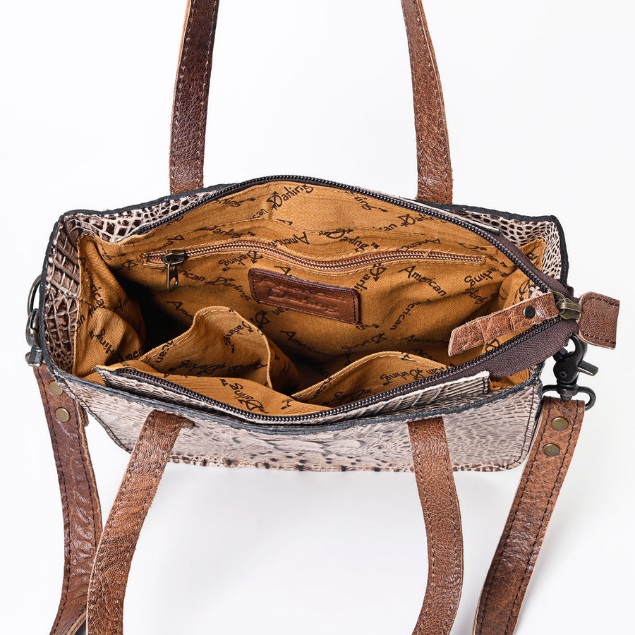 American Darling Tote Bag Crocodile Embossed Genuine Leather Western Handbag for Women Handcrafted Shoulder Bag