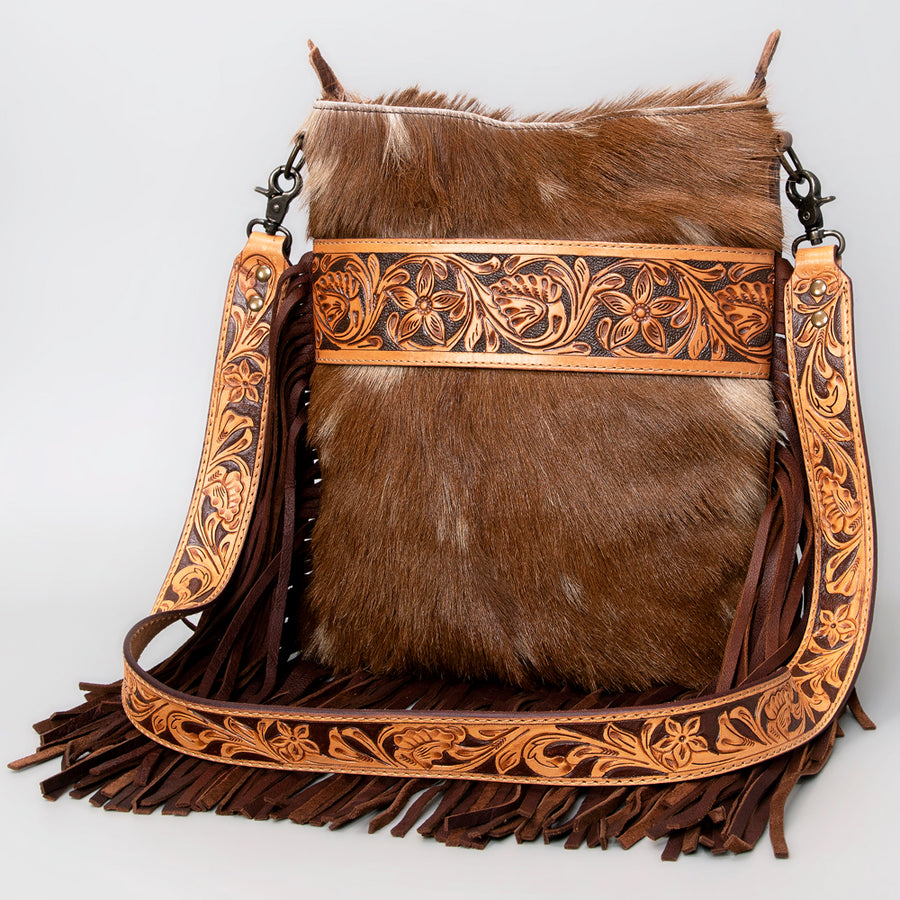 American Darling Large Crossbody Hand Tooled Hair On Genuine Leather Western Women Bag Handbag Purse | Cute - Uhorse