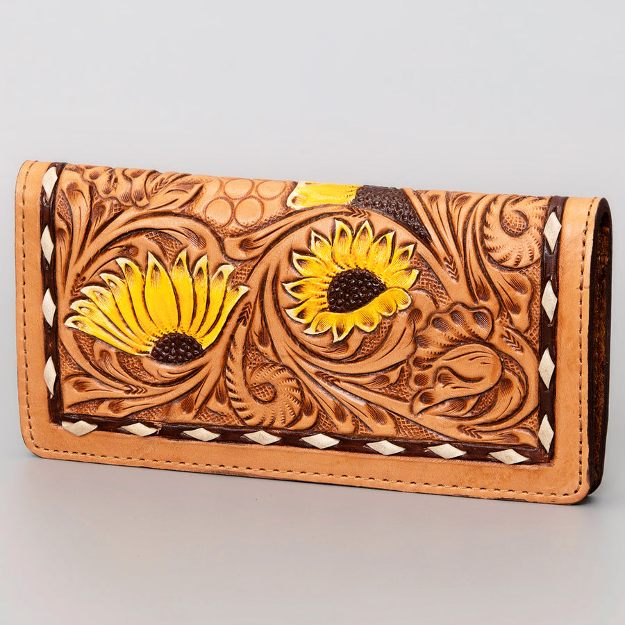 American Darling Hand Tooled Floral Leather Western Clutch Bag - Uhorse