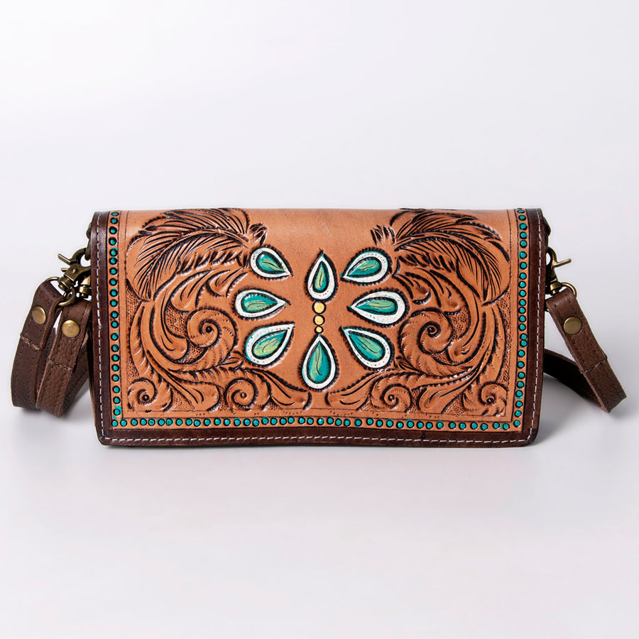 American Darling Organiser Bag, Hand Painted Western Leather, Vegetable Tanned Full Grain, 4in (H) X 8in (W) X 1.5in (D)