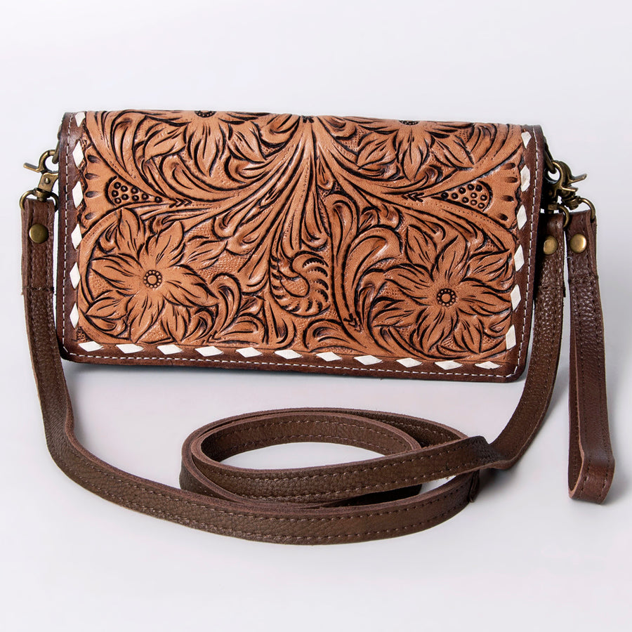 American Darling Organiser Bag, Hand Painted Western Leather, Vegetable Tanned Full Grain, 4in (H) X 8in (W) X 1.5in (D)