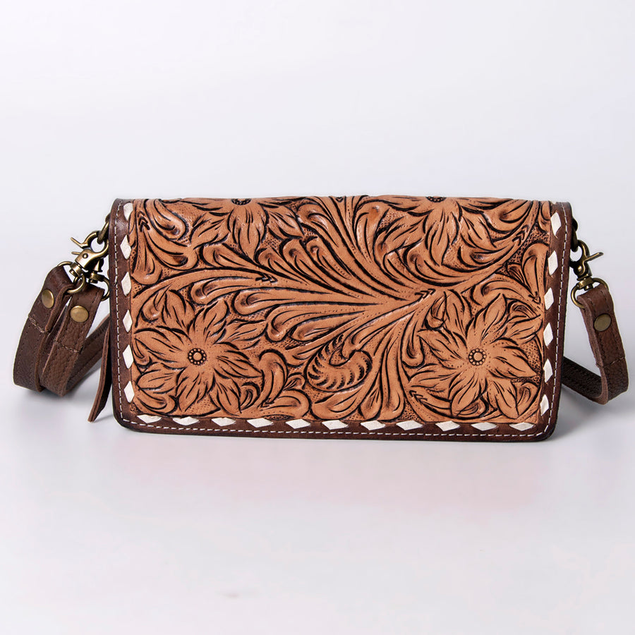 American Darling Organiser Bag, Hand Painted Western Leather, Vegetable Tanned Full Grain, 4in (H) X 8in (W) X 1.5in (D)
