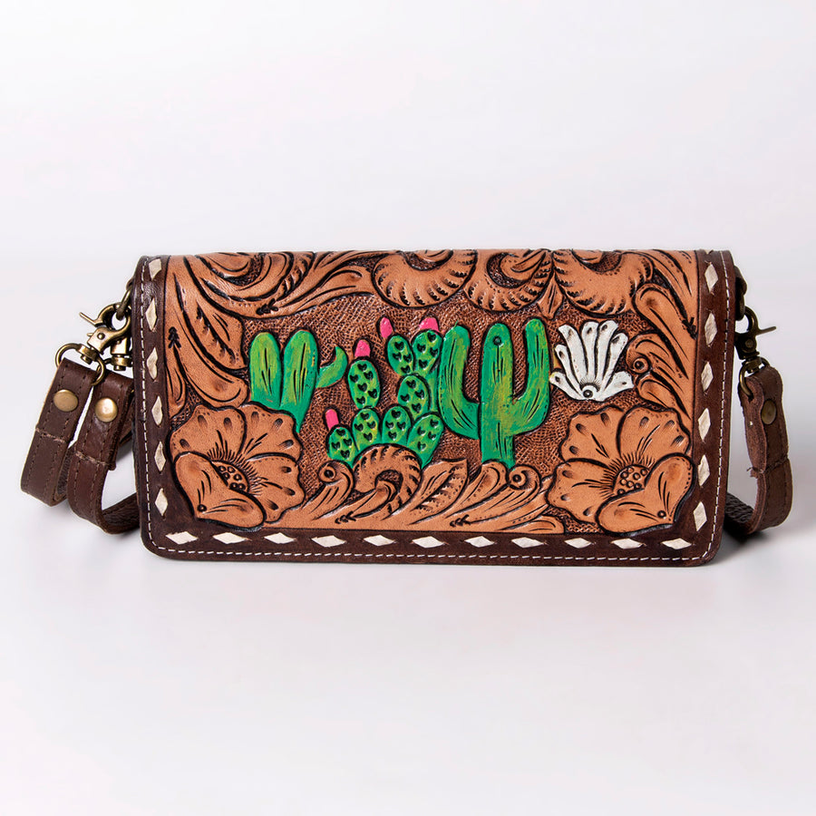 American Darling Organiser Bag, Hand Painted Western Leather, Vegetable Tanned Full Grain, 4in (H) X 8in (W) X 1.5in (D)