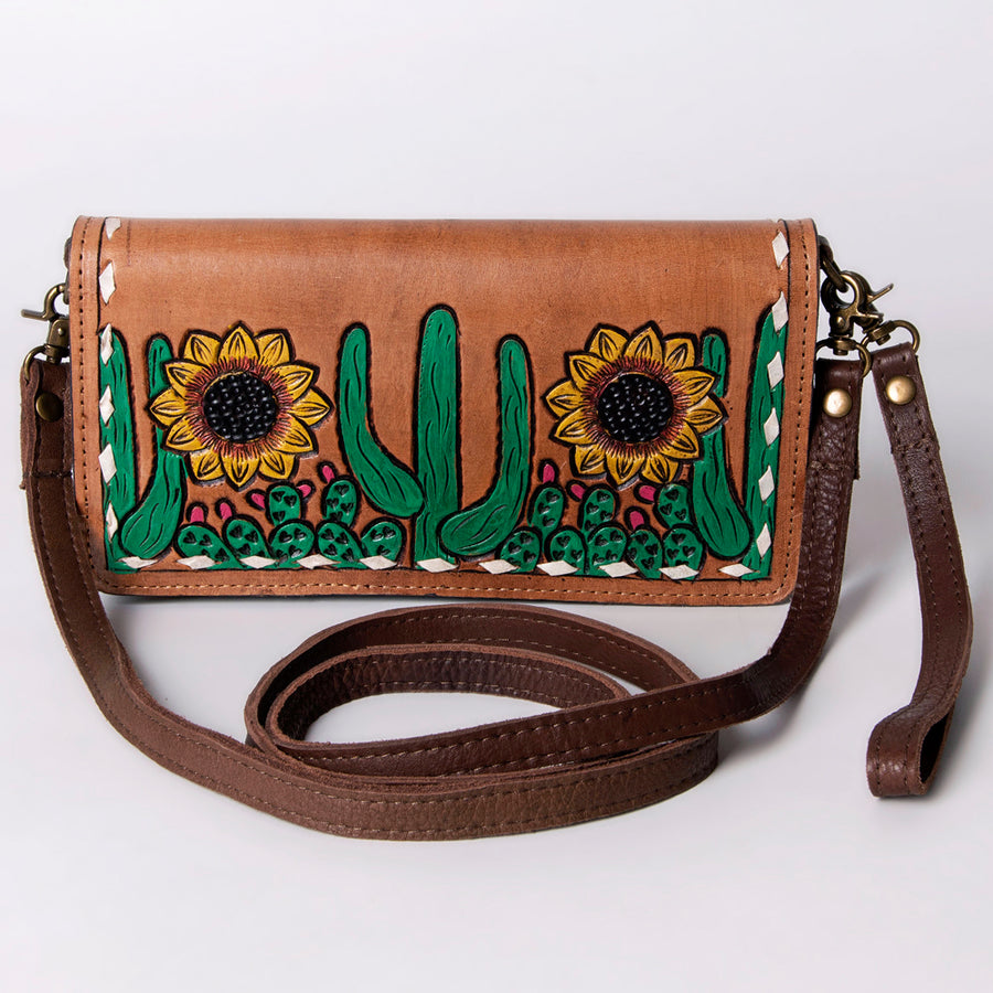 American Darling Organiser Bag, Hand Painted Western Leather, Vegetable Tanned Full Grain, 4in (H) X 8in (W) X 1.5in (D)