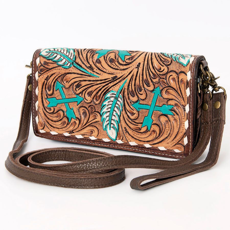 ADBGM169T American Darling Hand Tooled Genuine Leather Women Bag W. by Hilason – Cowboy and equestrian accessories