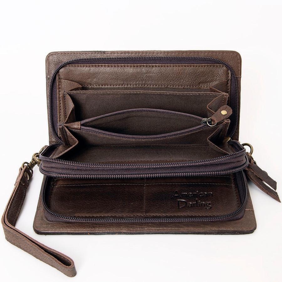 American Darling Organiser Bag, Hand Painted Western Leather, Vegetable Tanned Full Grain, 4in (H) X 8in (W) X 1.5in (D)