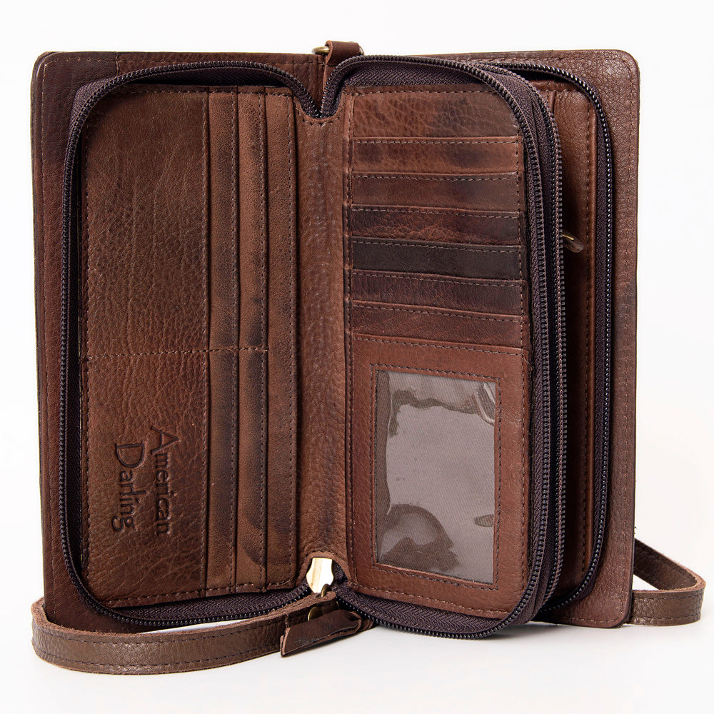 American Darling Wallet Hand Tooled Genuine Leather Western Women Bag | Handbag Purse Wristlet Travel Clutch