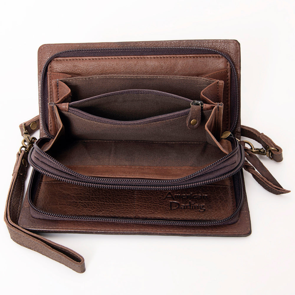American Darling Wallet Hand Tooled Genuine Leather Western Women Bag | Handbag Purse Wristlet Travel Clutch