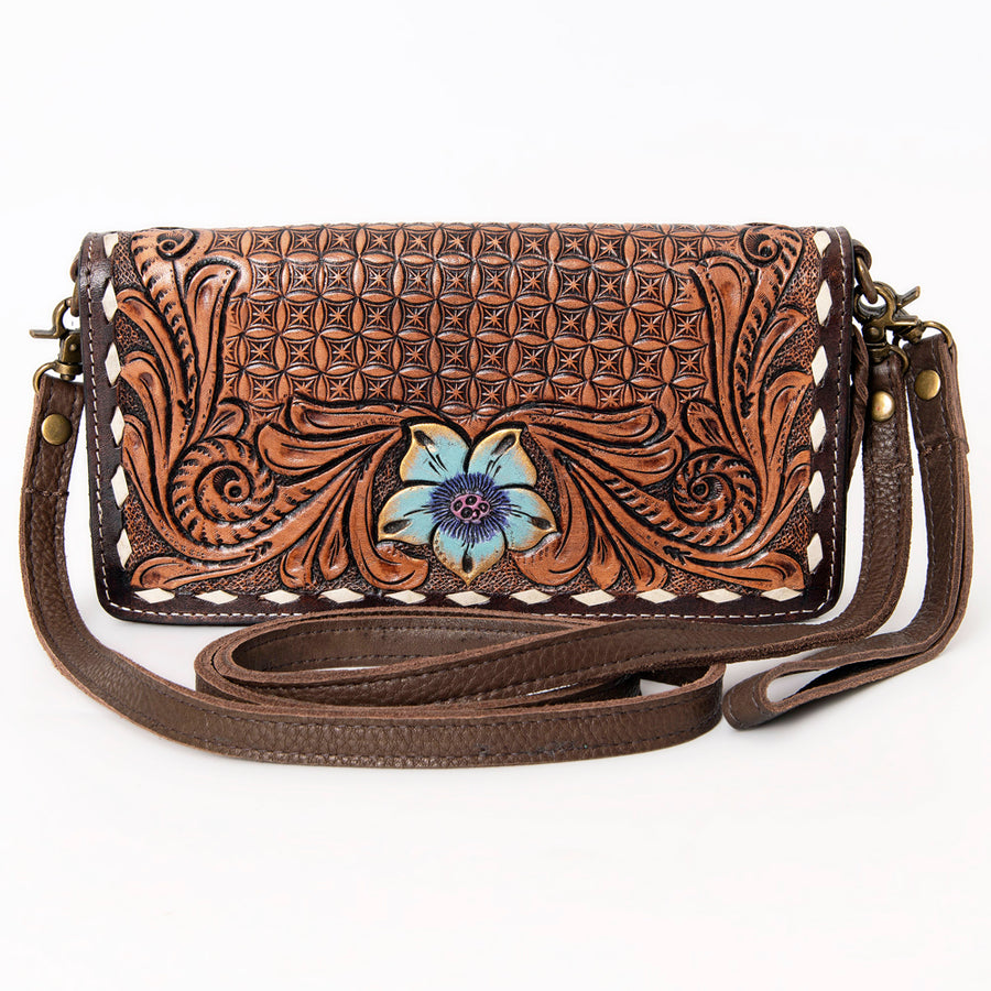American Darling Organiser Bag, Hand Painted Western Leather, Vegetable Tanned Full Grain, 4in (H) X 8in (W) X 1.5in (D)
