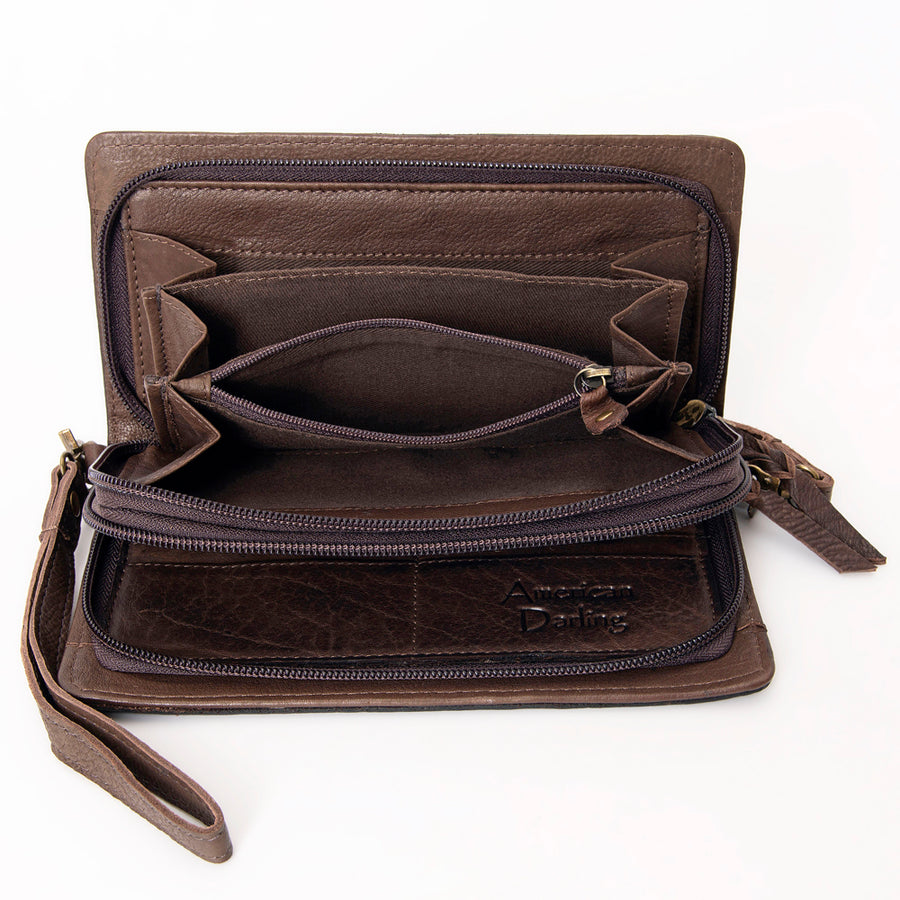 American Darling Organiser Bag, Hand Painted Western Leather, Vegetable Tanned Full Grain, 4in (H) X 8in (W) X 1.5in (D)