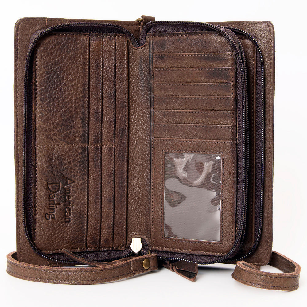 American Darling Wallet Hand Tooled Genuine Leather Western Women Bag | Handbag Purse Wristlet Travel Clutch