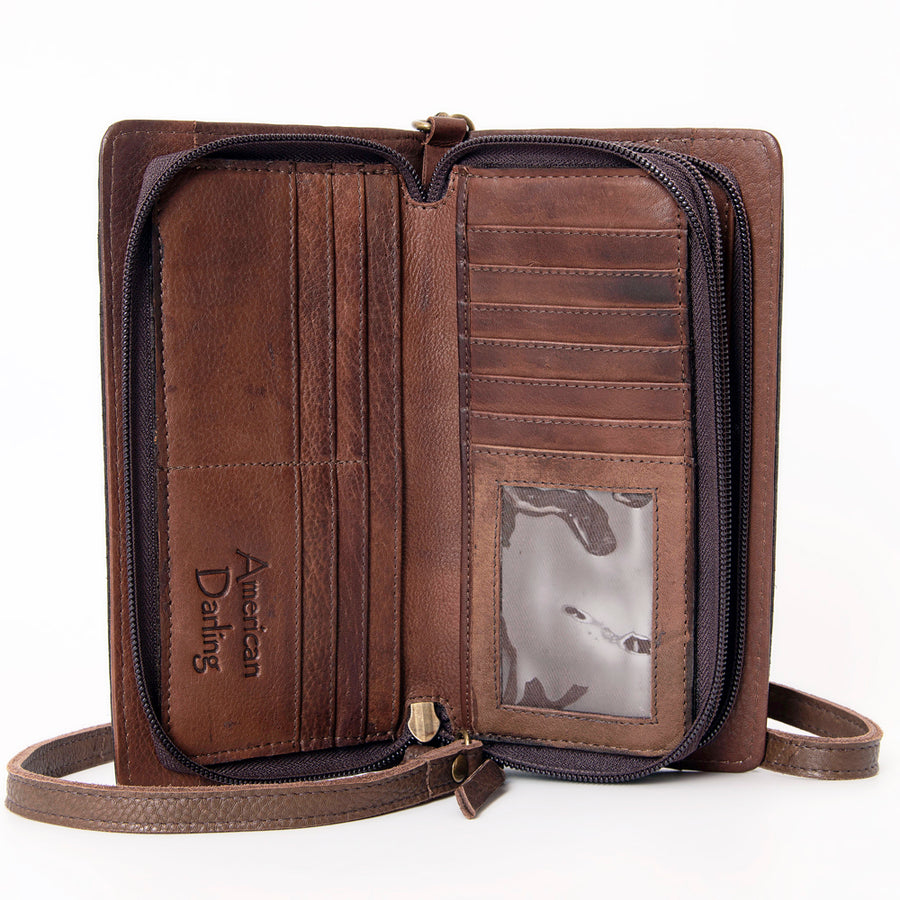 American Darling Organiser Bag, Hand Painted Western Leather, Vegetable Tanned Full Grain, 4in (H) X 8in (W) X 1.5in (D)