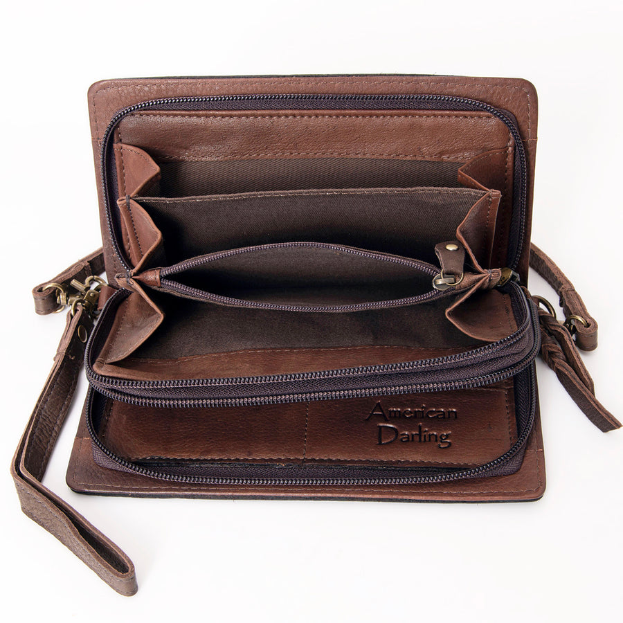 American Darling Organiser Bag, Hand Painted Western Leather, Vegetable Tanned Full Grain, 4in (H) X 8in (W) X 1.5in (D)