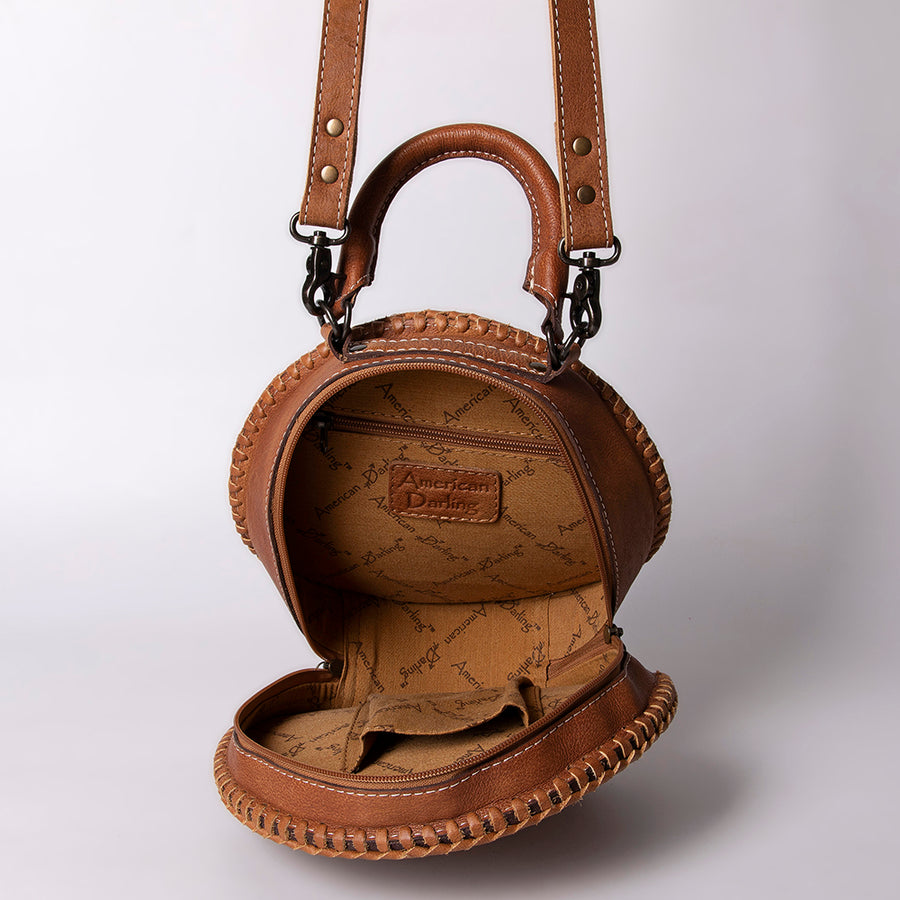 American Darling Women's Canteen Bag Western Hand Tooled Genuine Leather Handbag and Ladies Purse