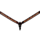 Bar H Equine Horse Genuine Leather Floral Design With Buckstitch Breast Collar ,Headstall Brown