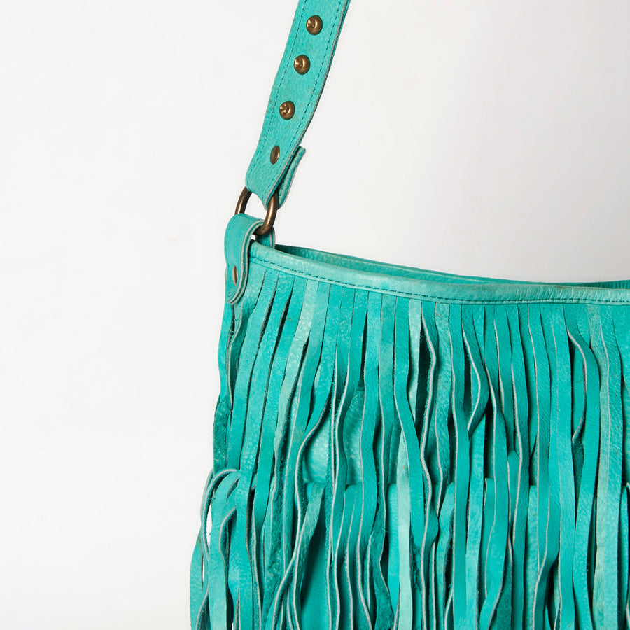 American Darling Large Cross body Bag Western Genuine Leather Handcrafted Purse with Fringes and YKK Zipper