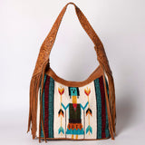 American Darling Hobo Hair-On Saddle Blanket Fabric Genuine Leather Western Women Bag | Handbag Purse Bags for Wallet Cute