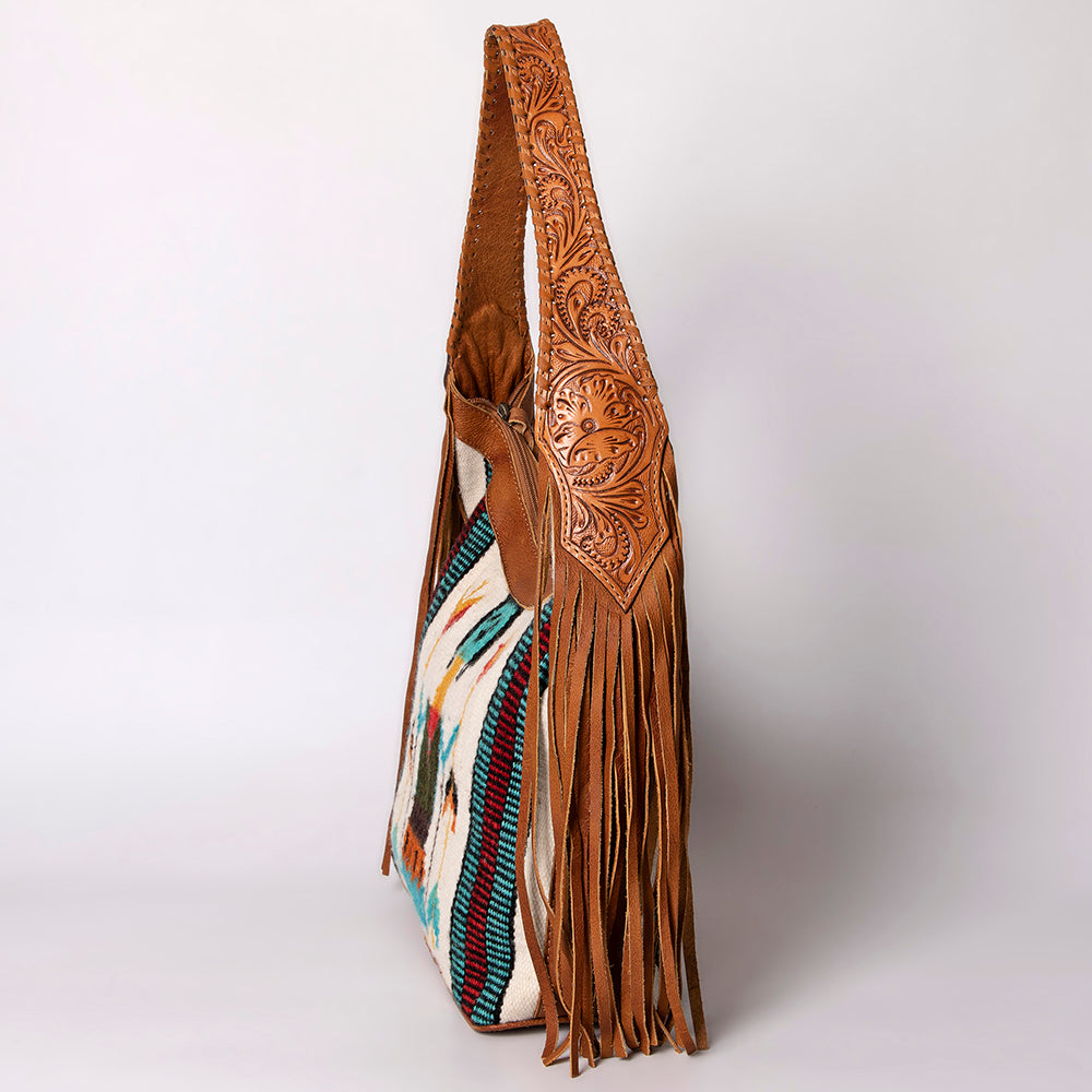 American Darling Hobo Hair-On Saddle Blanket Fabric Genuine Leather Western Women Bag | Handbag Purse Bags for Wallet Cute