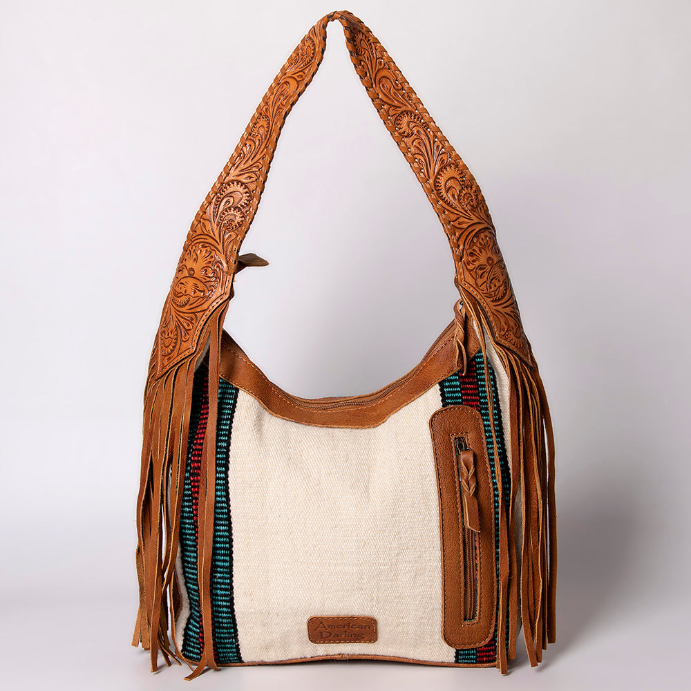 American Darling Hobo Hair-On Saddle Blanket Fabric Genuine Leather Western Women Bag | Handbag Purse Bags for Wallet Cute