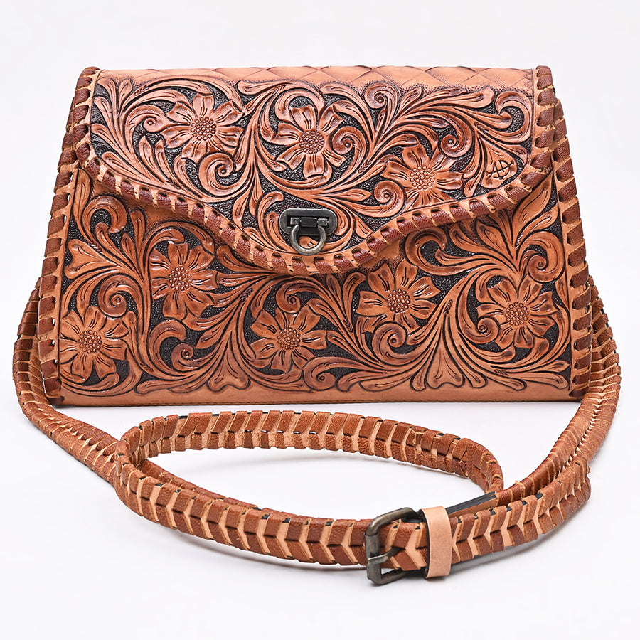 American Darling Handcrafted Western Leather Crossbody Bag | Intricate Tooled Floral Design | Genuine Leather | Crossbody Purse