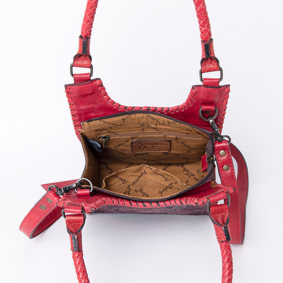 American Darling Hand-Tooled Western Leather Hobo Bag for Women – Genuine Floral Carved Shoulder Purse with Adjustable Strap