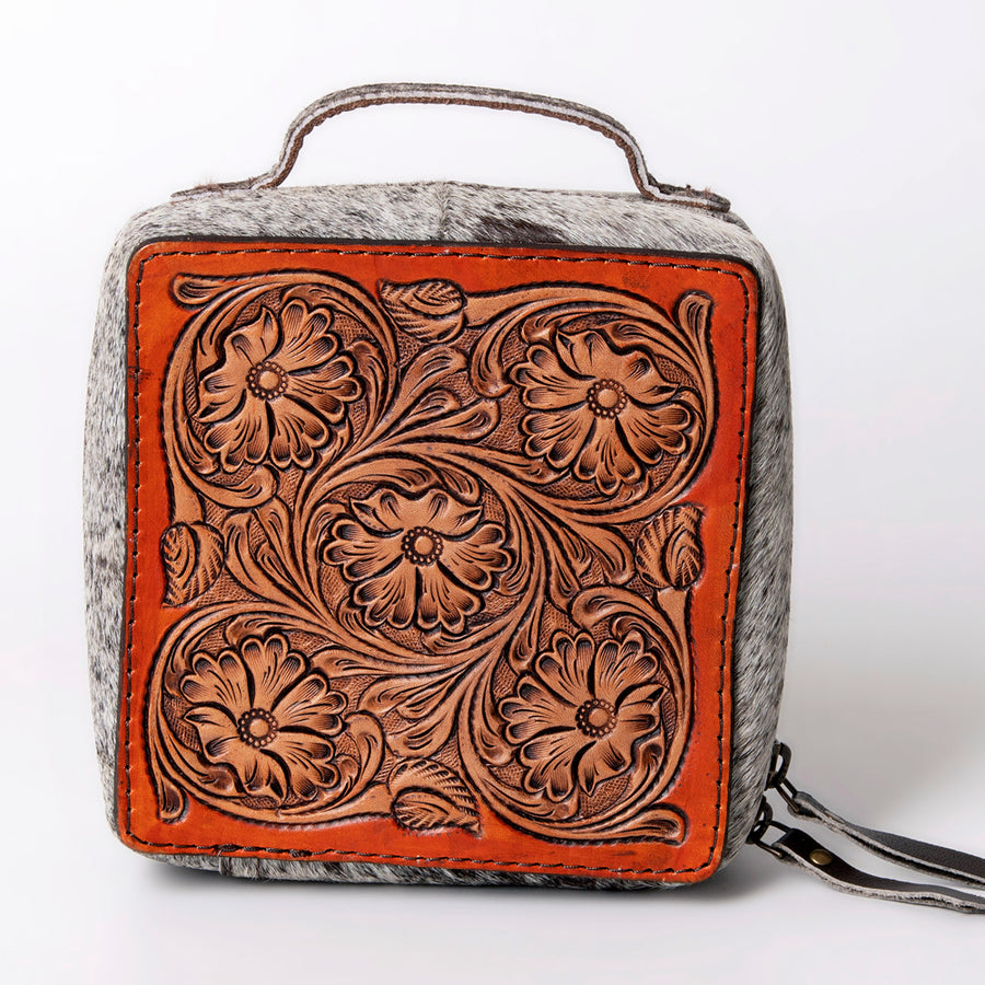 American Darling Jewelry Case for Women - Hair-On Cowhide Eco-Friendly Genuine Leather Travel Organizer with YKK Zipper