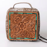 American Darling Jewelry Case Hand Tooled Hair-On Genuine Leather Women Bag Western Handbag Purse | Organizer for Travel