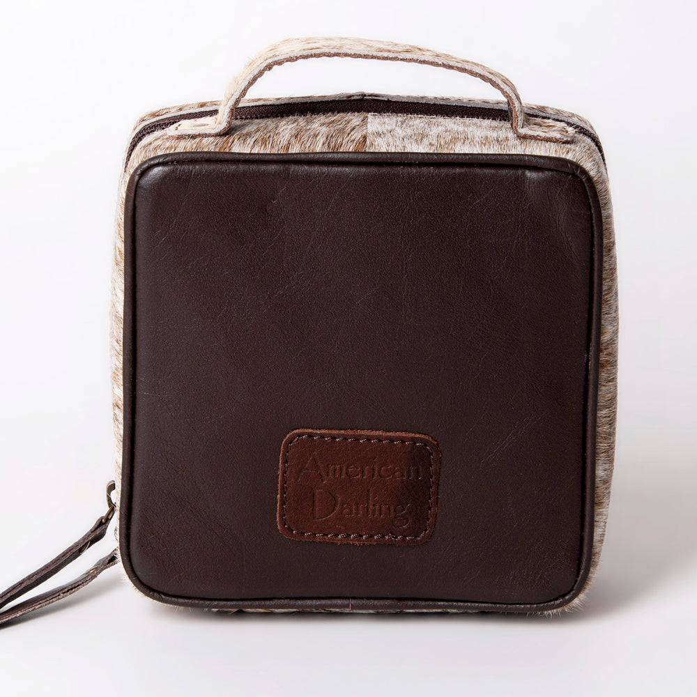 American Darling Jewelry Case Hand Tooled Hair-On Genuine Leather Women Bag Western Handbag Purse | Organizer for Travel