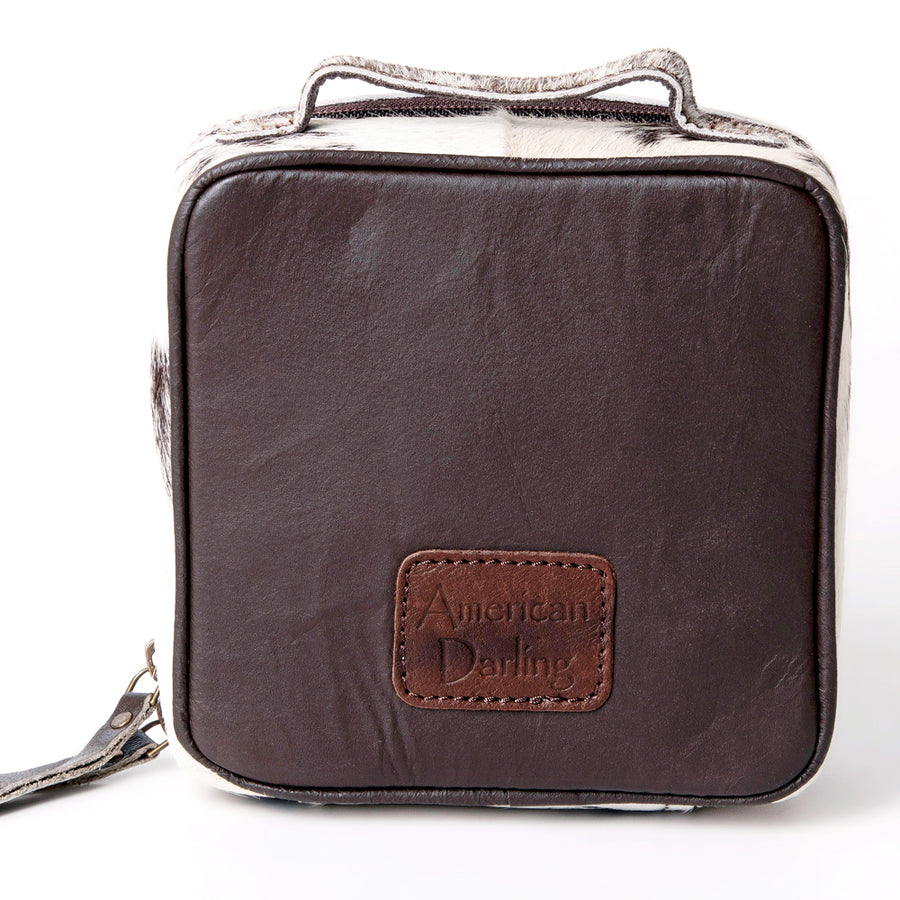 American Darling Jewelry Case for Women - Hair-On Cowhide Eco-Friendly Genuine Leather Travel Organizer with YKK Zipper