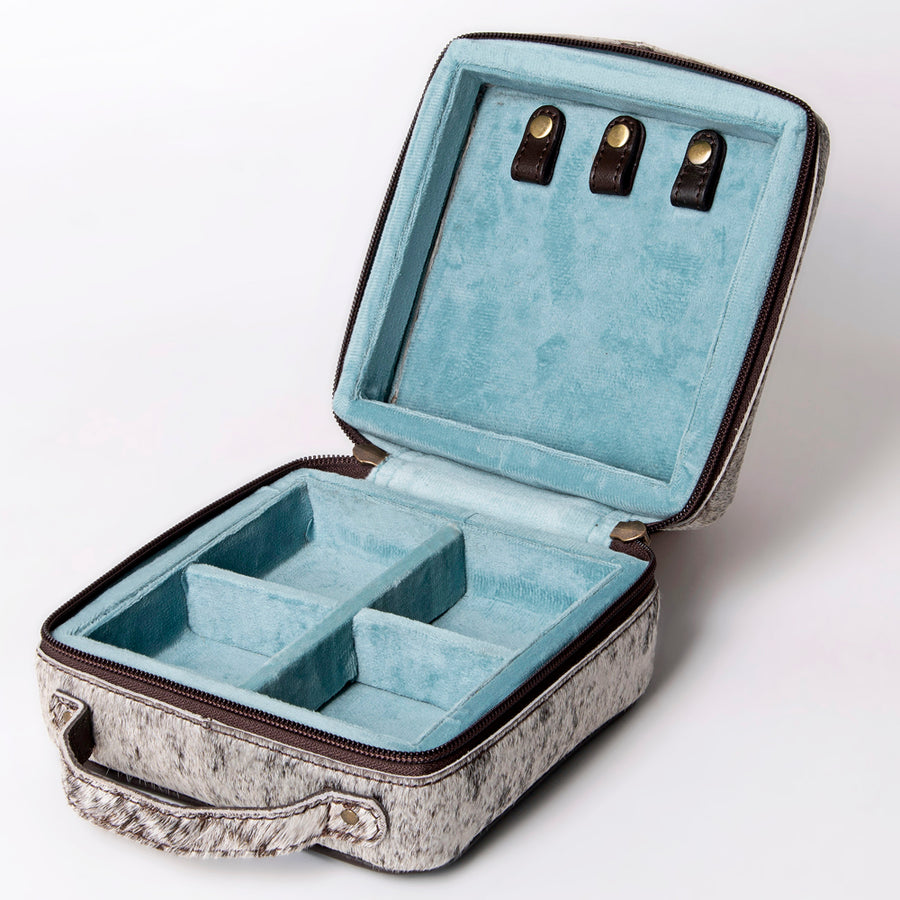 American Darling Jewelry Case for Women - Hair-On Cowhide Eco-Friendly Genuine Leather Travel Organizer with YKK Zipper
