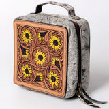 American Darling Jewelry Case Hand Tooled Hair-On Genuine Leather Women Bag Western Handbag Purse | Organizer for Travel