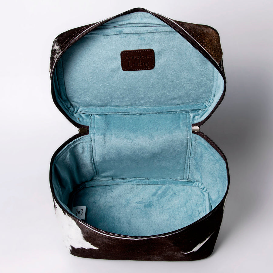 American Darling Jewelry Case for Women - Hair-On Cowhide Eco-Friendly Genuine Leather Travel Organizer