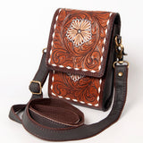 OHLAY KBA127 Cell Phone Holder 100% cotton Denim Genuine Leather women bag western handbag purse