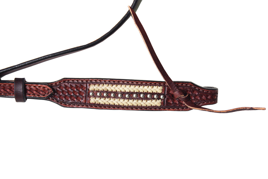 HILASON Western Horse Genuine American Leather Headstall Basket Weave Brown