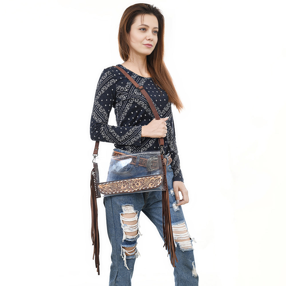 American Darling Clear bag Hand Tooled Genuine Leather Women Bag Western Handbag Purse
