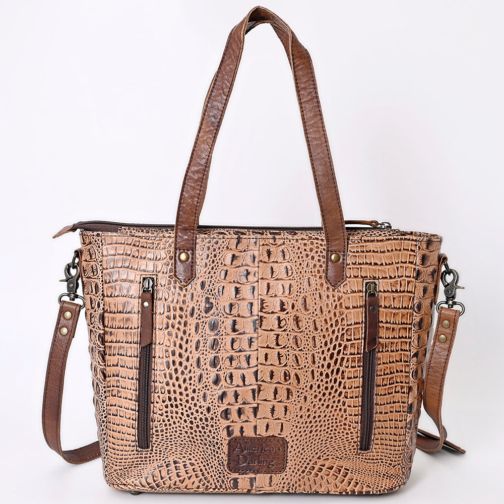 American Darling Tote Crocodile Embossed Genuine Leather Western Women Bag Handbag | for Cute Laptop