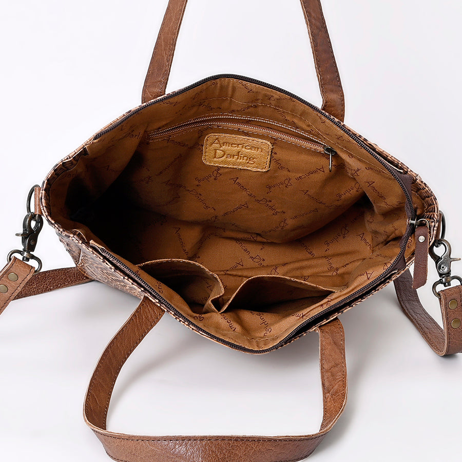 American Darling Tote Bag Crocodile Embossed Genuine Leather Western Handbag for Women Handcrafted Shoulder Bag