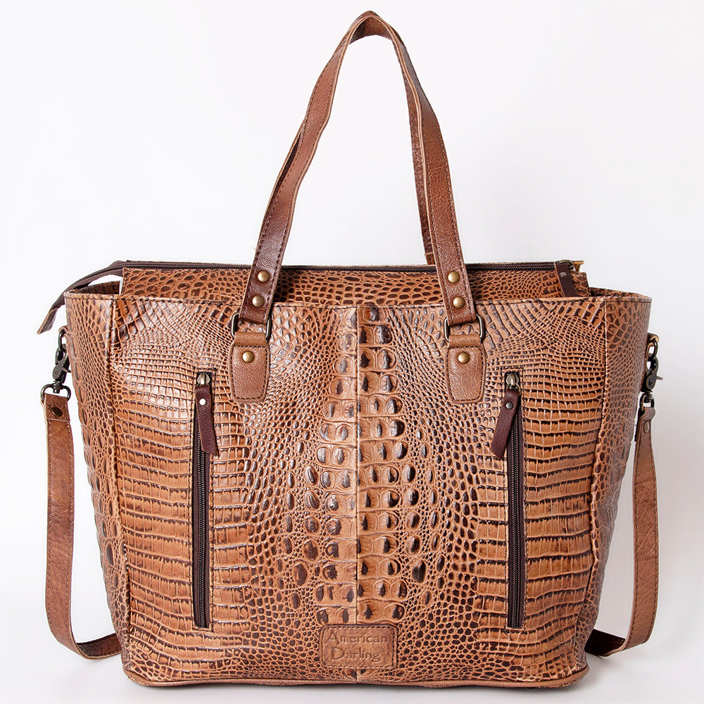 American Darling Tote Crocodile Embossed Genuine Leather Western Women Bag Handbag | for Cute Laptop