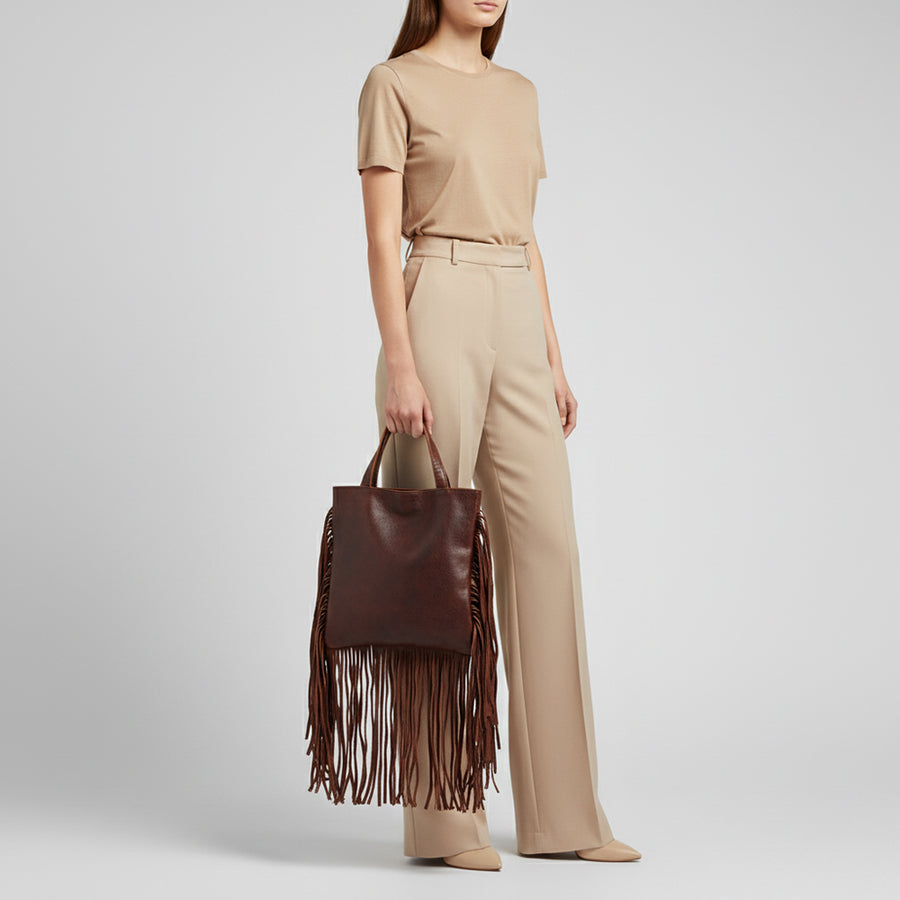 American Darling Tote Bag Western Genuine Leather Handcrafted Large Purse with Fringes and YKK Zipper