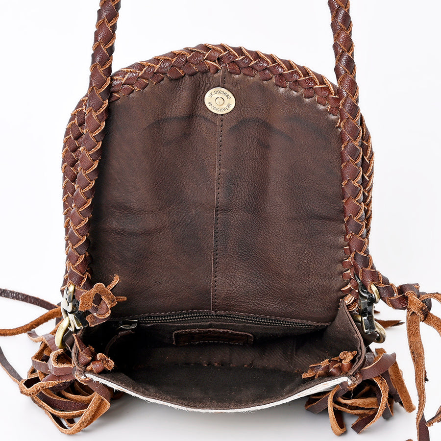 American Darling Cross body Bag Western Genuine Leather Handcrafted Purse with Turquoise Stone and Braided Detail
