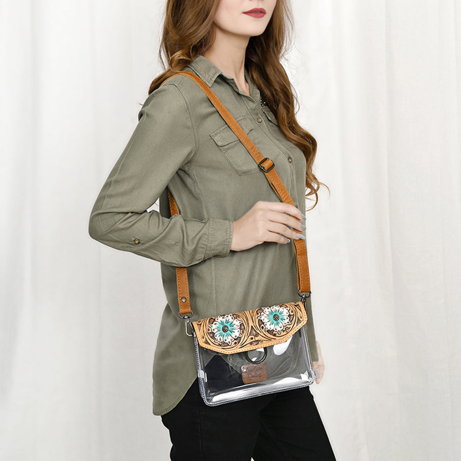 American Darling Clear bag Hand Tooled Genuine Leather Women Western Handbag Purse