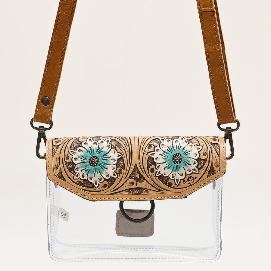 American Darling Clear bag Hand Tooled Genuine Leather Women Western Handbag Purse